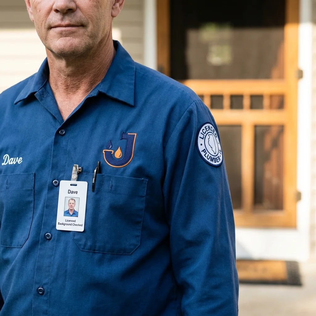 Licensed plumber showing ID badge in Taylor, NE