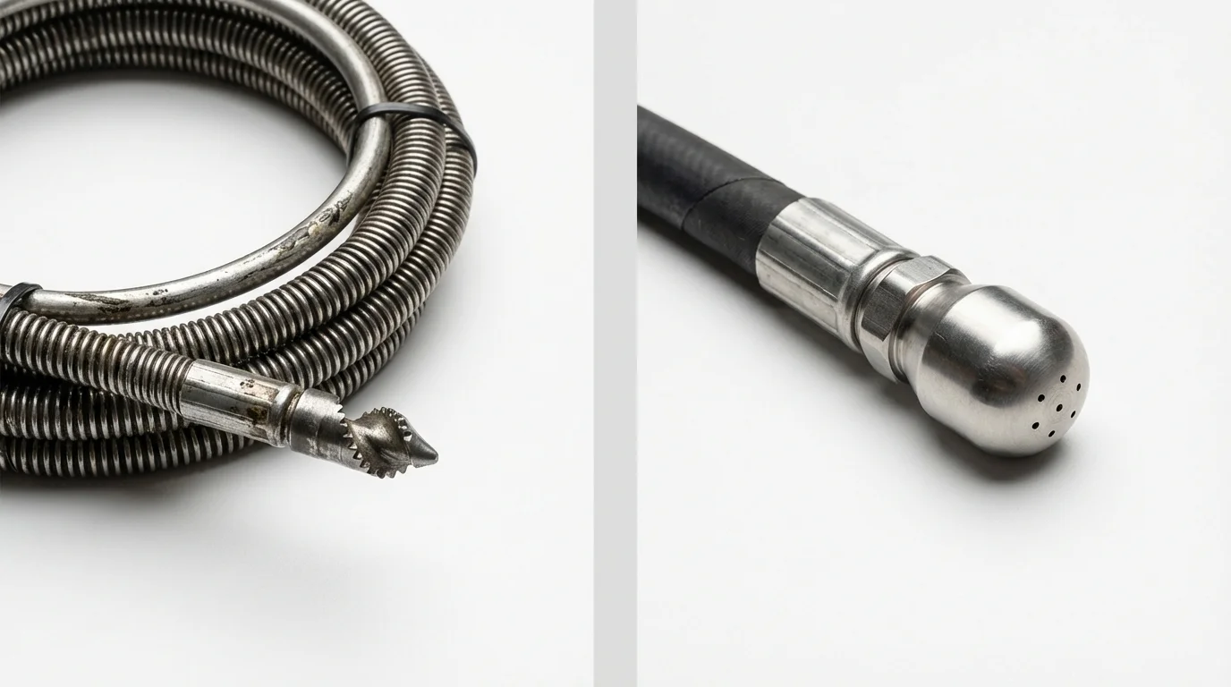 Drain snake cable and hydro jetting nozzle used for drain cleaning in Taylor, NE